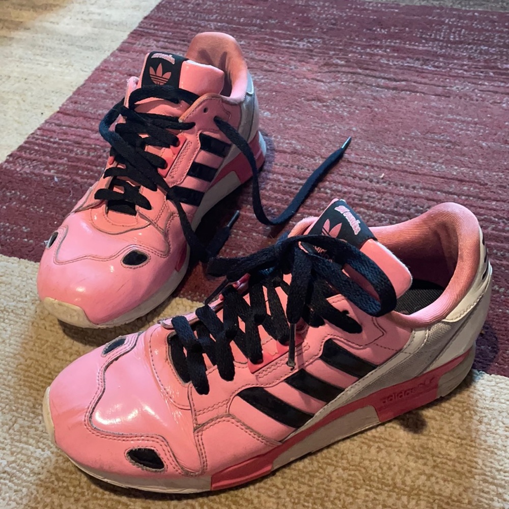 Adidas ZX series pink and black sneakers